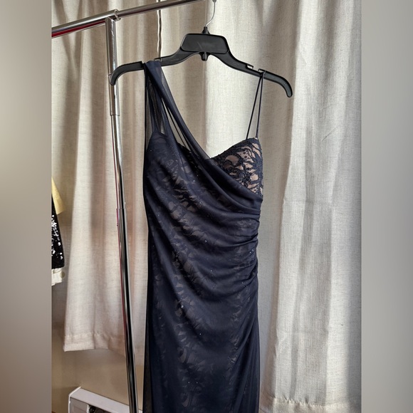 blue halter neck long dress Blue Floral Lace Midi Dress – self-portrait-US main image 0